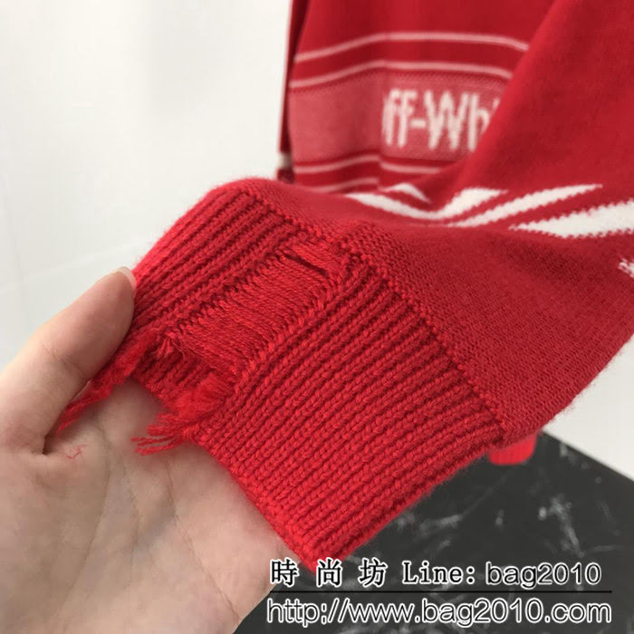 OFF-White18ss秋冬新款 官網同步 落肩剪口破洞羊毛衫 ydi1086